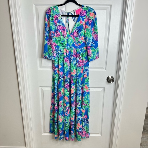 LILLY PULITZER Rease Maxi Dress Pundy Blue isle be back NWT size 2 resort wear - Picture 4 of 7